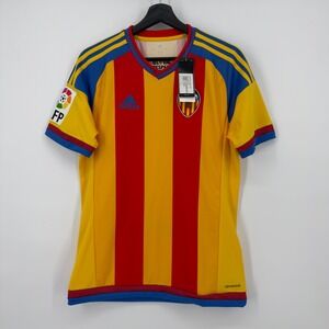 NEW Adidas Valencia CF Soccer Away Jersey Small Gold Red Blue ClimaCool NWT